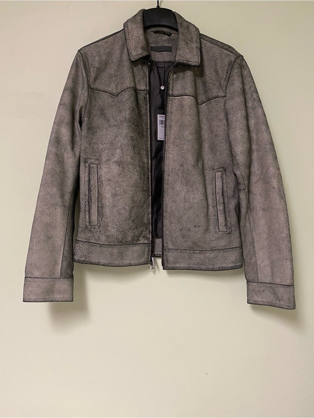 John Varvatos Gray Faux Suede Bomber Jacket